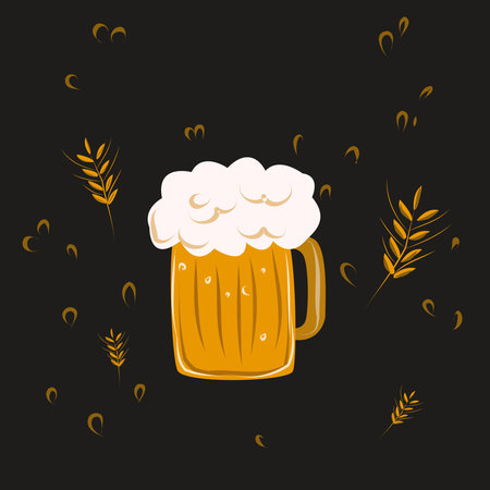 beer on black background.beer festivalのイラスト素材