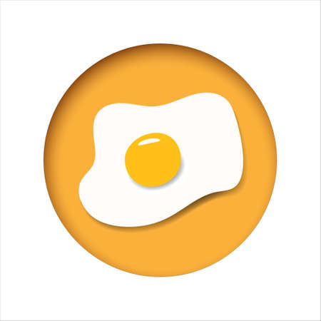 scrambled eggs in cut paper style on yellow backgroundのイラスト素材