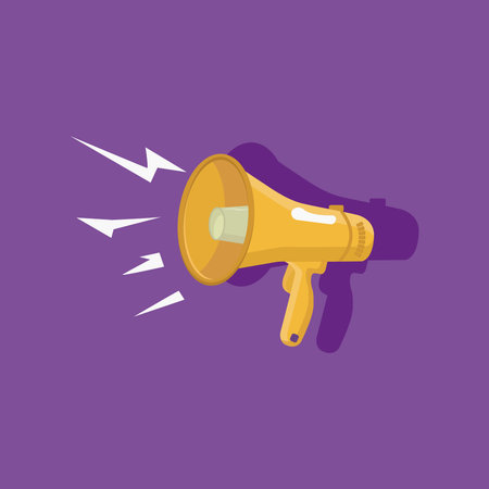 speakerphone on the purple backgroundのイラスト素材