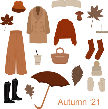 seasonal trending clothing seasonal fall colorsのイラスト素材