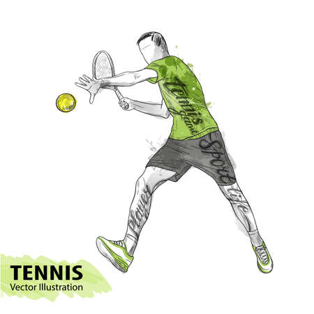 Hand sketch of American tennis playerのイラスト素材