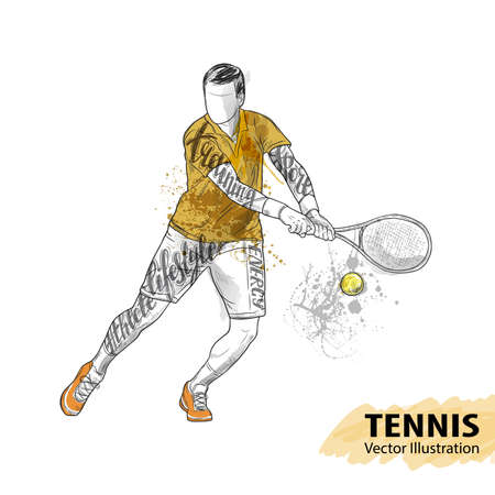 Hand sketch of tennis player.のイラスト素材