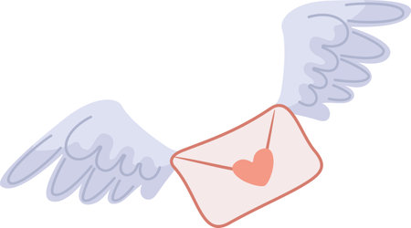 Love letter envelope Valentine's Day color illustration vectorのイラスト素材