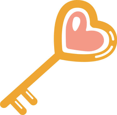 key with heart for valentine's day, color vector illustrationのイラスト素材
