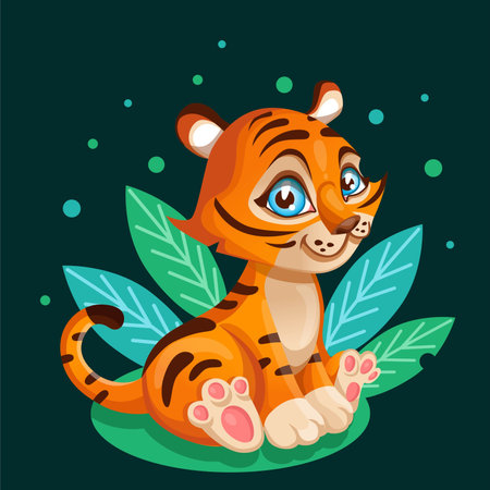 Cute tiger cub Vector illustration.のイラスト素材