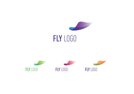 Business modern trendy logo paper airplane. Gradient different colors. Firm sign, logotype, brand.のイラスト素材