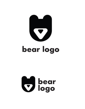 Business logo with minimalistic geometric bear. Black and white.のイラスト素材