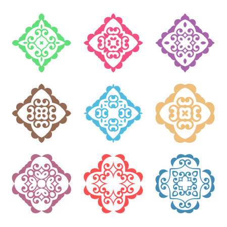 vector set of colorful ornate design elementsのイラスト素材