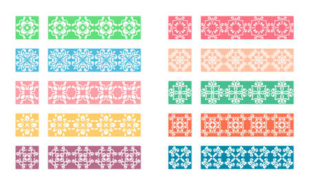 vector set of colorful square ornate brushesのイラスト素材