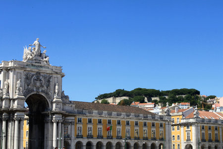 Detail of Praca do Comercio in Lisbon, Portugal