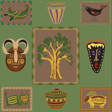 Vector illustration of African design elementsのイラスト素材