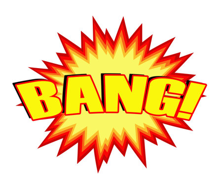 Yellow cartoon bang illustration on white background 