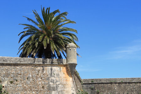 Detail of medieval fort in Cascais, Portugalのeditorial素材