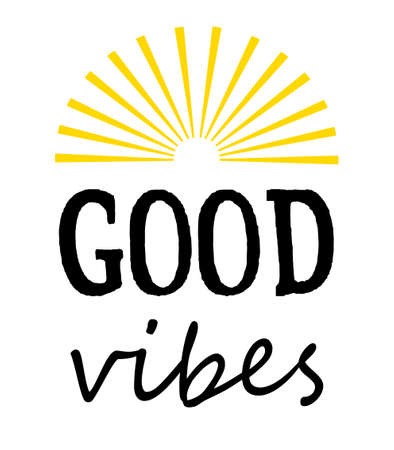 Good vibes text design illustration with sunshine decoration on white backgroundの写真素材