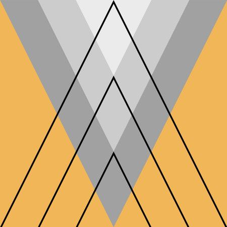 Geometric illustration grey and black triangle shapes decoration on yellow background