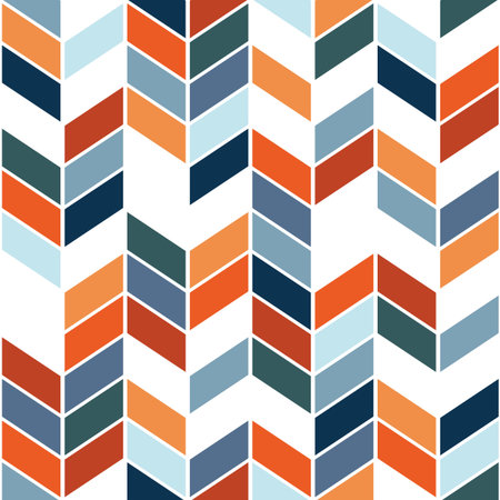 Seamless Nordic style colorful arrows pattern illustration with navy blue, blue, red, orange, light...