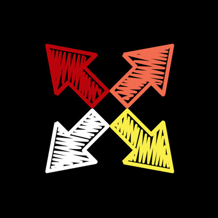 Colorful hand drawn arrows design illustration on black background
