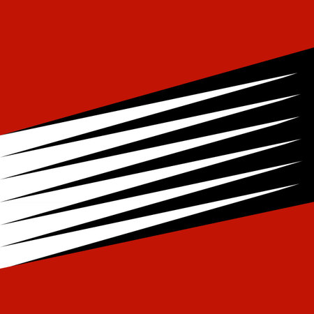 Abstract illustration of black and white diagonal stripes on red background