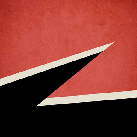 Abstract modern art illustration with grey, black and white shapes on grunge red backgroundの写真素材