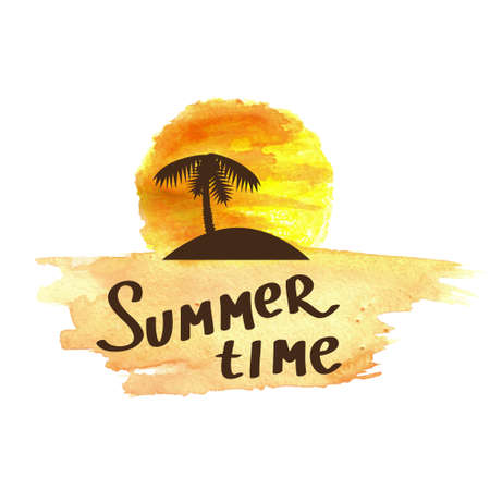 Sun and sea: summer watercolor background.のイラスト素材