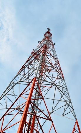Radio tower and the blue sky and cloudsの写真素材
