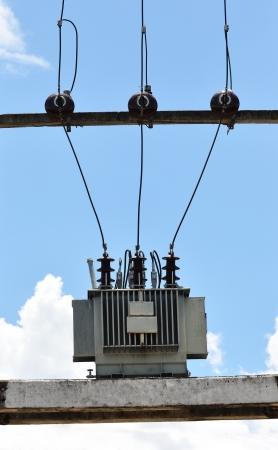 Electrical power transformer in high voltage substation の写真素材