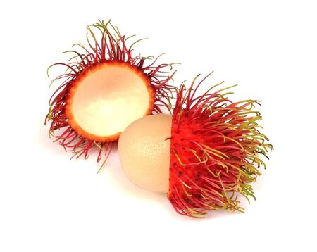 Rambutan is a fruit with sweet red shellの写真素材