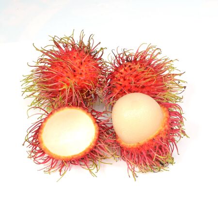 Rambutan is a fruit with sweet red shellの写真素材