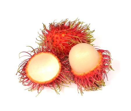 Rambutan is a fruit with sweet red shellの写真素材