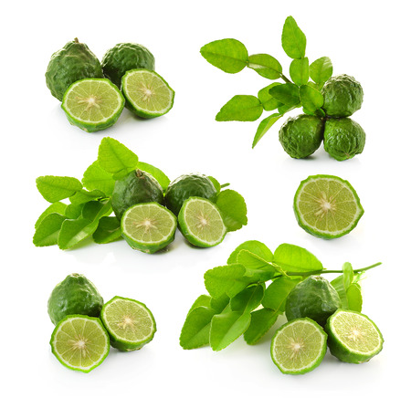 Kaffir lime on white backgroundの写真素材