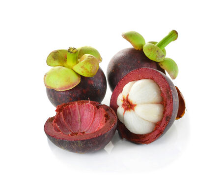 mangosteen isolated on white backgroundの写真素材