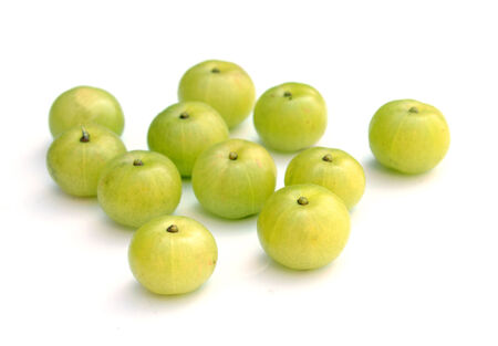Indian gooseberries on white backgroundの写真素材