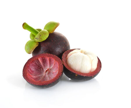 mangosteen isolated on white backgroundの写真素材