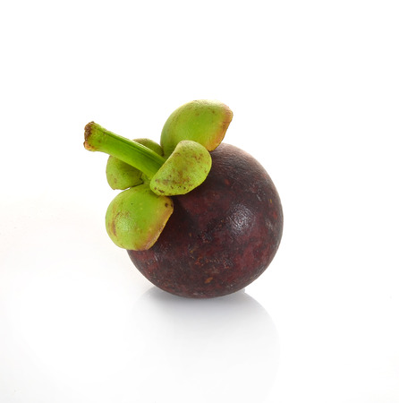 mangosteen isolated on white backgroundの写真素材