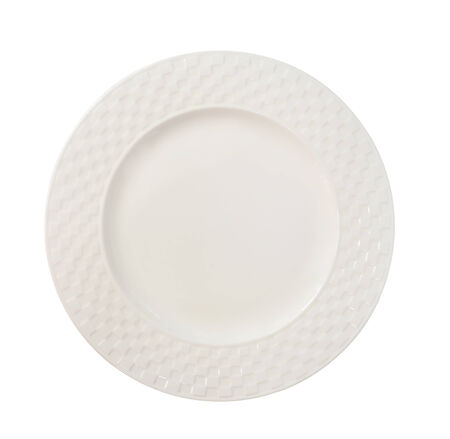 empty plate isolated on white backgroundの写真素材