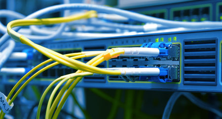 optic fiber cables connected to data center