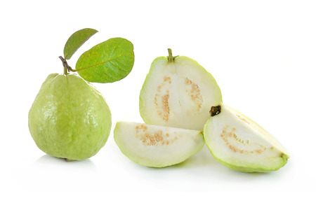 Guava (tropical fruit) on white backgroundの写真素材
