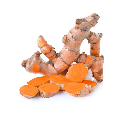 Fresh turmeric isolated on white backgroundの写真素材