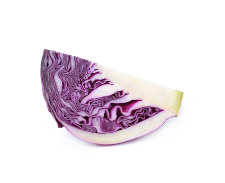 Red cabbage isolated over a white background.の写真素材