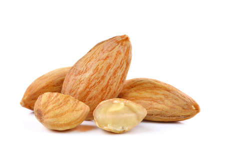 almond nuts isolated on white backgroundの写真素材