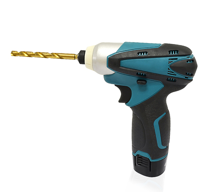 Screwdriver drill on a white background.の写真素材