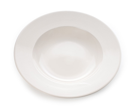 empty plate isolated on white backgroundの写真素材
