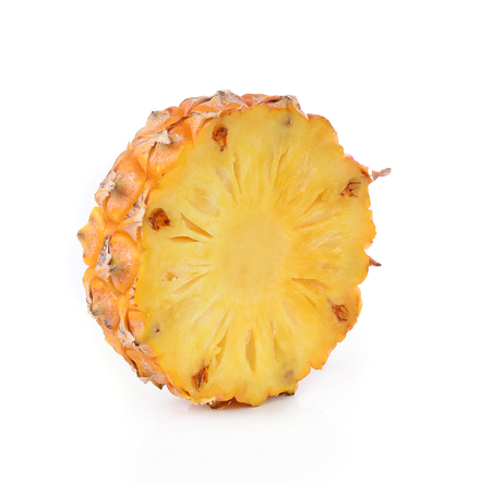 Juicy ripe sliced pineapple isolated on white backgroundの写真素材