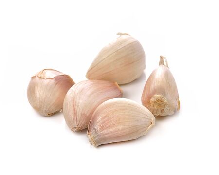 Garlic isolated on white backgroundの写真素材