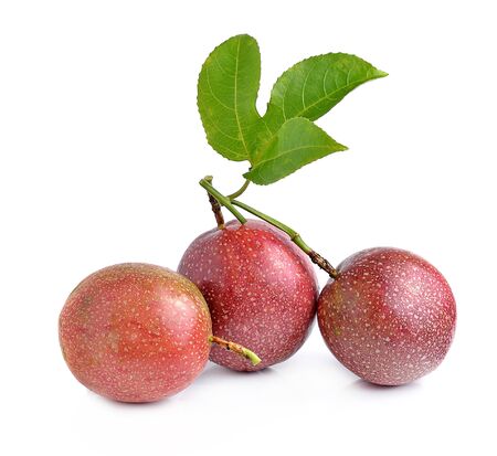 Passion fruit isolated on white backgroundの写真素材