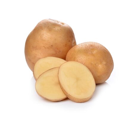 Potatoes isolated on white backgroundの写真素材