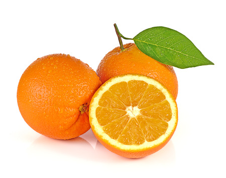 Orange fruit isolated on white backgroundの写真素材