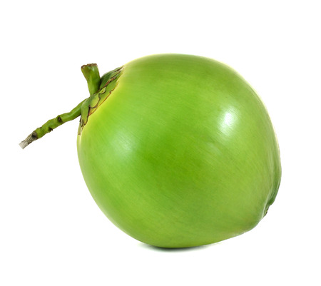 Green coconut Fruit isolated on white background.の写真素材