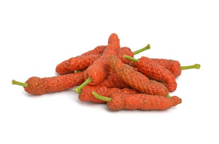 Long Peppers isolated on white backgroundの写真素材