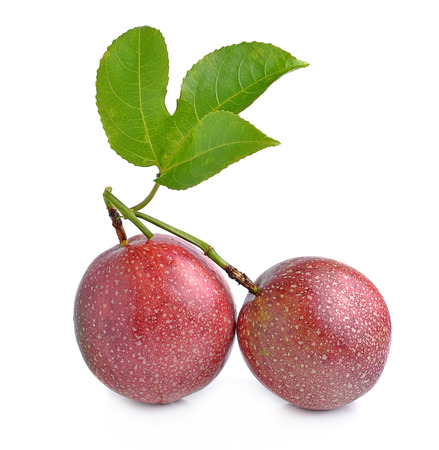 Passion fruits isolated on white backgroundの写真素材